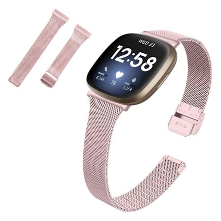 Fitbit Sense / Versa 3 milanese stainless steel watch band - Pink