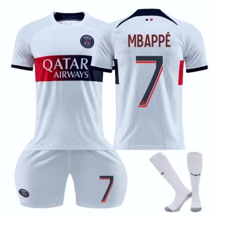 (NEYMARJR 10, ) 2023-2024 Paris borta fotbollströja med strumpor med knäskydd Vit 45