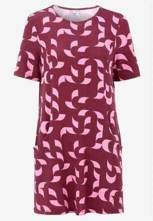 Cellbes of Sweden - Mønstret tunika med lommer i vinrød / mønstret til damer i størrelse 34/36