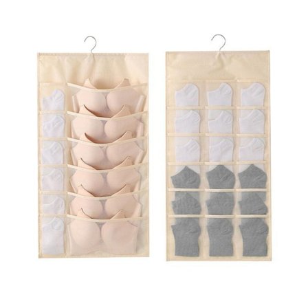 Hängande förvaringsväska Dubbelsidig Organizer BEIGE 30 GRIDS 30