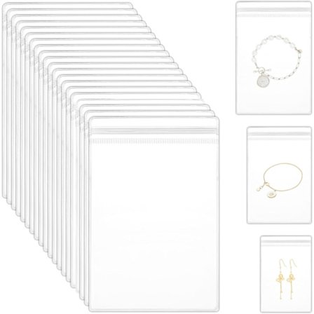 50 stk smykkeposer, små, smykkevesker, små PVC-poser, små poser, oppbevaringsposer, transparente poser, glidelås for pakking av smykker, øredobber,