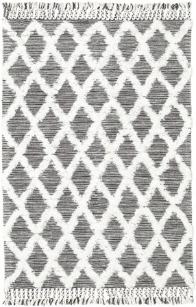 Inez 140X200 Small Dark Brown/White Checkered Wool Rug