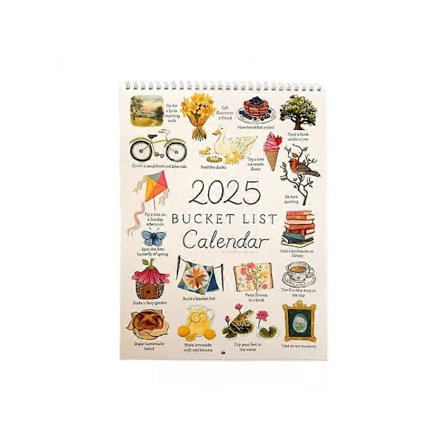 2025 Bucket List -kalenteri, 12 kuukautta, suuri kaksoiskierretty seinäkalenteri