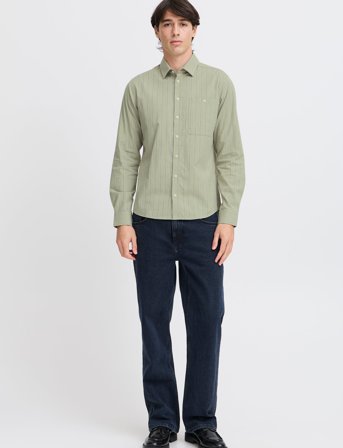 Casual Friday Cffreddi Ls Small Striped Shirt - Green - XXL