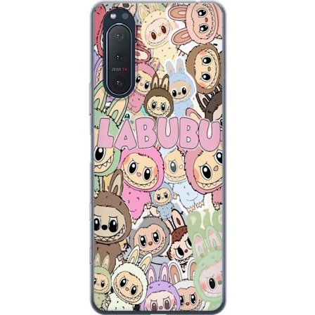 Kompatibel Mobilcover til Sony Xperia 5 II Rosa kawaii-komposition med søde animerede figurer og bløde former