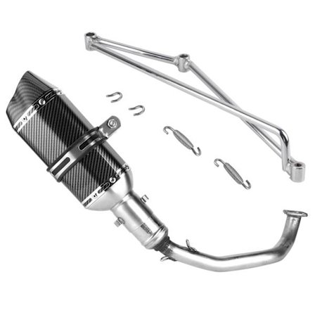 GY6 125 Fullt Eksosanlegg Header Karbonfiber Slip On Lyddemper