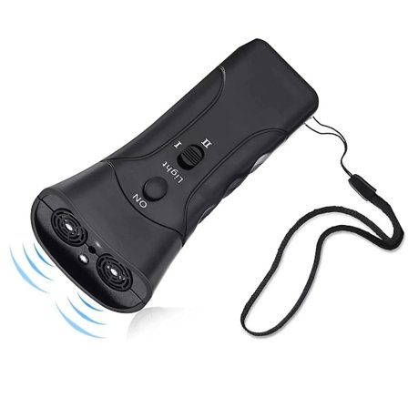 Dobbel Horn Håndholdt, Ultralyd Anti-Bjeffekontroll Enhet for Kjæledyr Trening Hjelpemiddel, Håndholdt Hundetrener med Multi-Funksjoner og LED 