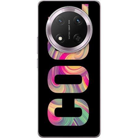 Yhteensopiva Puhelinkuori Honor Honor Magic7 Lite Nykytaiteellinen typografia taiteilu sanaa LOVE nestemäisissä sateenkaariväreissä mustaa taustaa