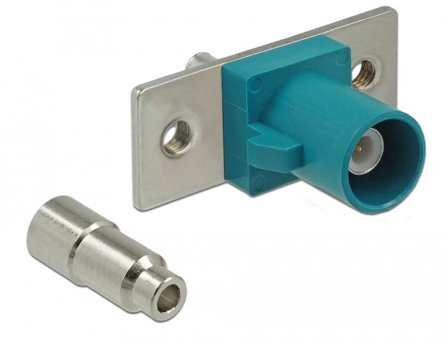 Delock FAKRA Z plug spring pin for soldering 2 prepunched holes - påknipsbar mulighetsmodulfrontplate