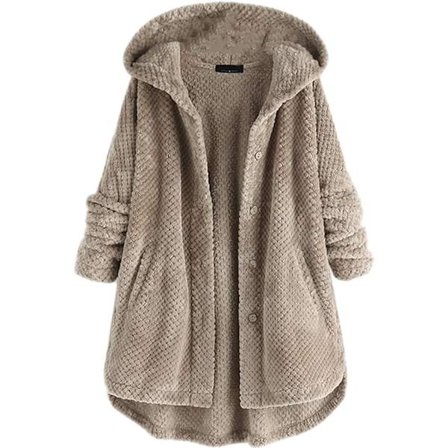 Khaki XXL plus-kokoinen käännettävä fleecehuppari naisille, khaki