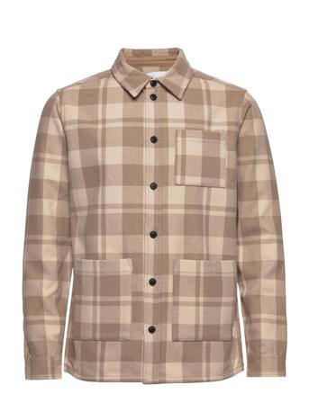 Jason Check Wool Hybrid Overshirts Beige Les Deux