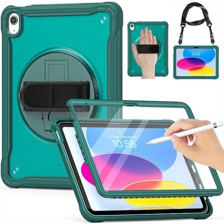 Skyddsfodral för iPad A16 11" - Heltäckande Stötabsorberande - Axelrem - Mörkgrön