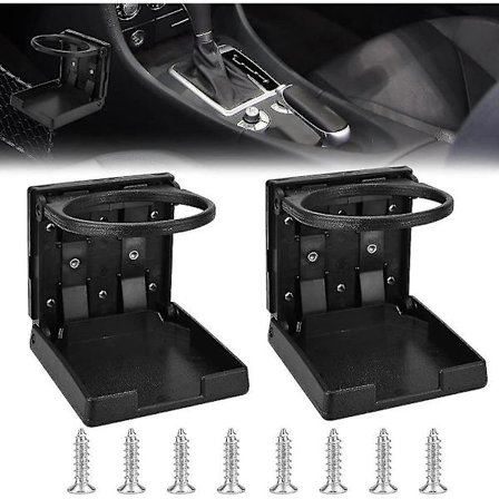 2 stk. sammenklappelig kopholder til bil med skruer, kopholder til båd, kopholder i plast, kopholder til bil, dåseholder med spænde, drikkevareholder,