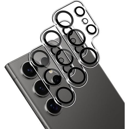 3-pack kompatibla med Samsung Galaxy S25 Ultra kameralinsskydd härdat glas, anti-repor, inga bubblor, HD enkel