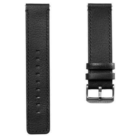 Black Leather Watch Strap with Gray Buckle for Men - Watch straps