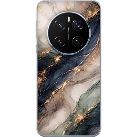 Kompatibel Mobilcover til Honor Honor Magic7 Pro Luksuriøs abstrakt marmorkunst i sort, hvid og guld med elegante linjer, eksklusivt design til plaka