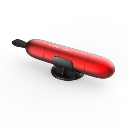 Mini bilsäkerhetshammare Säkerhetsbälteskärare En sekund Fönsterbrytande räddningsverktyg Land och undervattensglas kross(Röd)