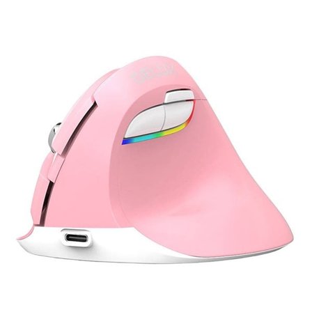 Trådløs lodret mus Delux M618Mini DB BT+2.4G 2400DPI (pink)