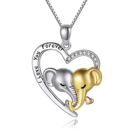 Elefantti-riipuskaulakoru Kaksiväri I Love You Forever -kirjainriipuskoru