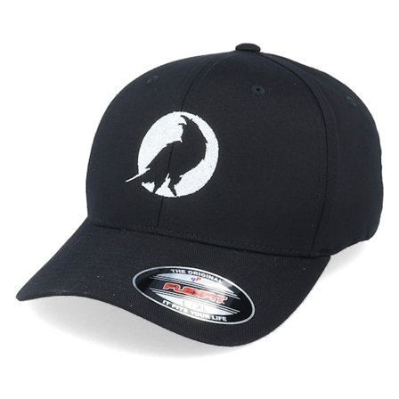 Wild Spirit - Moon Crow Silhouette Black Flexfit Flexfit Black Cap - @ Hatstore