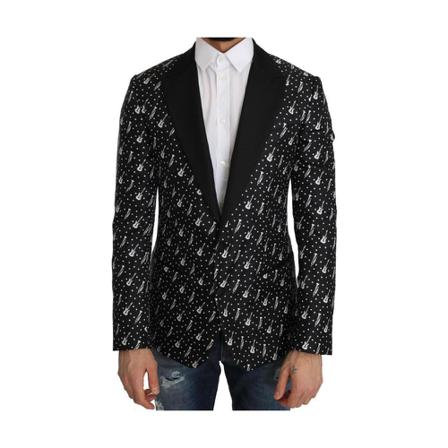 Dolce & Gabbana Silk Jazz Guitar Blazer Sort, Herre, Størrelse: M