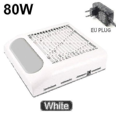 Kraftig 150W negle støvsuger - Manicure maskine værktøj med aftageligt filter - Effektiv negle støvsuger og udsugningsventilator Eu hvid 80w