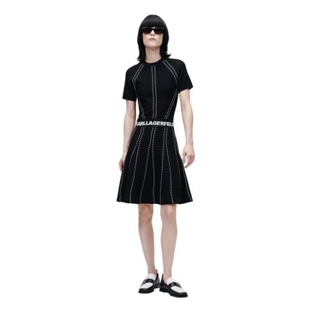 Karl Lagerfeld Knitted Logo Kjole Sort, Dame