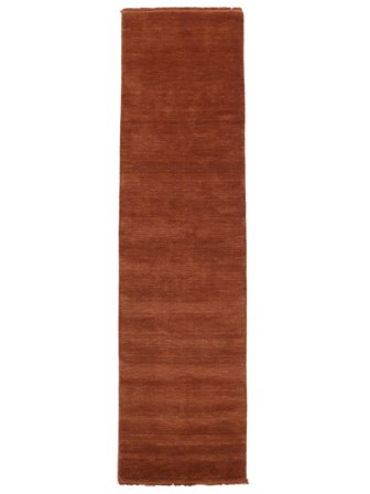 Handloom Fringes 80X300 Petit Rouge Rouille Uni Couloir Tapis De Laine