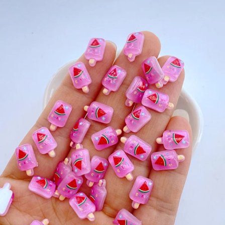 50 st Nya Söta Mini 7*12mm Fruktglass Serie Resin Flatback Manikyr Ornament Smyckestillverkning Håraccessoarer~03661