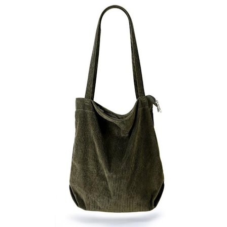 En mørkegrønn tykk fløyel tote bag med ekstra stor kapasitet