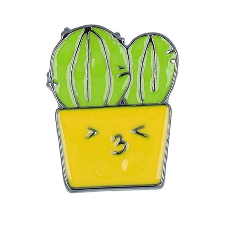 Cap Pins - Grön Tillbehör - Cute Cactus Metal Enamel Pin @ Hatstore