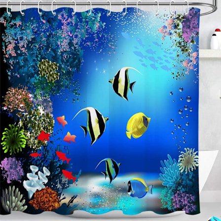 Dusjforheng Undervannsverden Vanntett Anti-Muggbad 180x180cm