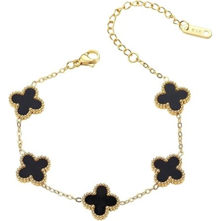 18K Forgyldt Kløver Lykke Armbånd til Kvinder Piger Trendy Link Armbånd Justerbar Forgyldt Lykke Smykker Jul Bryllup Fødselsdag Bedste Gave