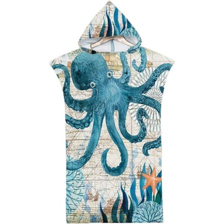 Surffari Poncho miehille ja naisille, mikrokuitu rantaponcho, nopea kuivuminen