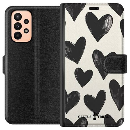 Kompatibelt Lommeboketui til Samsung Samsung Galaxy A23 Cactus and Friends - Bold Black Love Pattern