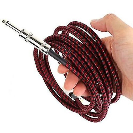 1m Gitarrkabel Audiokontakt Stickad 6.35mm Rak