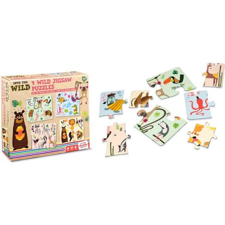 Stort pussel för barn med 4 vilda djur