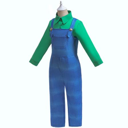 Super Mario Kostym Kit för Barn Pojkar Halloween Mario Cosplay green 130cm