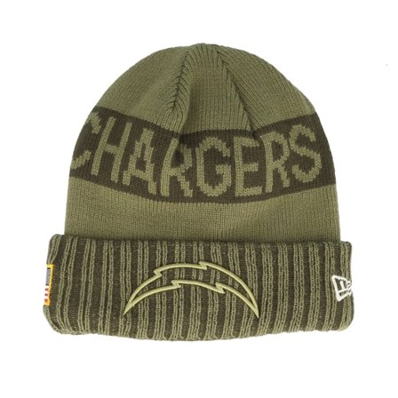 New Era - NFL Vert cuff Bonnet - Los Angeles Chargers NFL Salute To Service Green Knit Cuff @ Hatstore