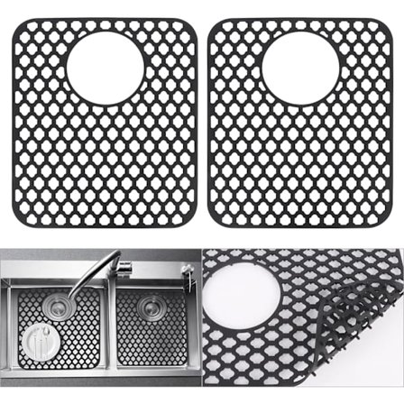 2 stk. Silikon Køkkenvaskemåtte, Silikon Vaskemåtte, Skridsikker Vaskbeskyttelsesmåtte til Bund af Køkkenvask og Tallerkener