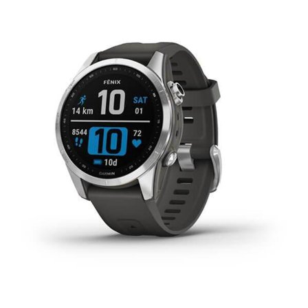 Garmin fenix 7S - sølvfarget - sportsur med bånd - grafitt - 16 GB