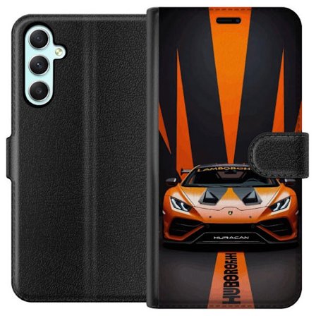 Samsung Galaxy A34 Lommeboketui Lamborghini Huracán oransje sportsbil supercar frontvisning racing luksusbil kraftig bil design eksotiskt kjøretøy