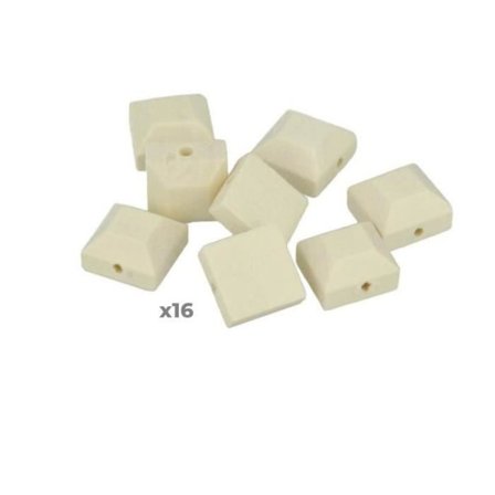 16 kvadratiska cabochon träpärlor 10 x 4 mm