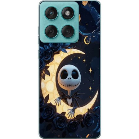 Yhteensopiva Puhelinkuori Motorola Edge 60 Fusion Kuunsäden luurankomotiivi, jossa luuranko istuu loistavan kuun keskellä tähtiä ja tummia ruusuja