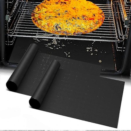 Ovnsmatte for bunnen av ovnen, 2-pakning kraftige ovnsark i teflon, gjenbrukbar varmebestandig ovnsbeskyttelse Air Fryer Grillmatte