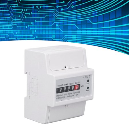 DC220V Enfase Energi Måler Digital Display 4P 35mm Skinnemontering Elektrisitet Strømmåler