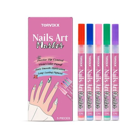 5 Färger Nagelkonst Pennor Set, 3D Snabbtorkande Nagellack Pennor, DIY Nagelkonst Markör Graffiti Prickningspenna för Naglar Konst Design Manikyr 