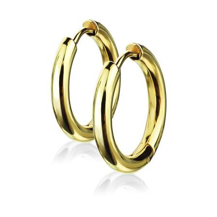 1 Par17 Mm Hoops Örhängen I Guldpläterad 316l Kirurgiskt Stål