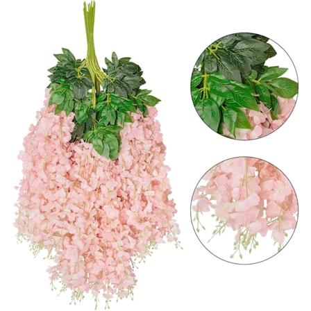 12 Pakk Kunstige Wisteria Hengende Blomster, 3,6 fot Lys Rosa for Bryllup, Fest Light Pink 3.6Ft * 12