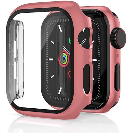 Glas+ cover För Apple Watch Case 44 mm 40 mm Iwatch 42 mm 38 mm Skärmskydd + stötfångare Tillbehör för Applewatch Series 5 4 3 Se 6